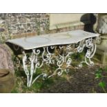 A WHITE PAINTED AND GILT CONSOLE TABLE