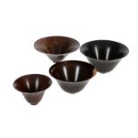 λ BERT MARSH (1932-2011), A GROUP OF FOUR VARIOUS TURNED WOOD FOOTED BOWLS