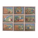 A SET OF FIFTY INDIAN PAINTINGS ON CARD
