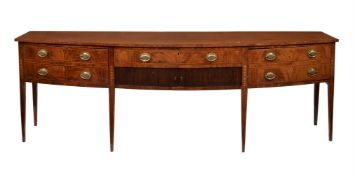 A GEORGE III MAHOGANY, CROSSBANDED, AND INLAID SIDEBOARD