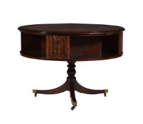 A MAHOGANY AND LEATHER INSET LIBRARY TABLE