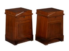 A PAIR OF MAHOGANY ARCHITECTURAL BEDSIDE CABINETS