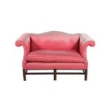 A MAHOGANY AND PINK UPHOLSTERED SOFA IN GEORGE III STYLE