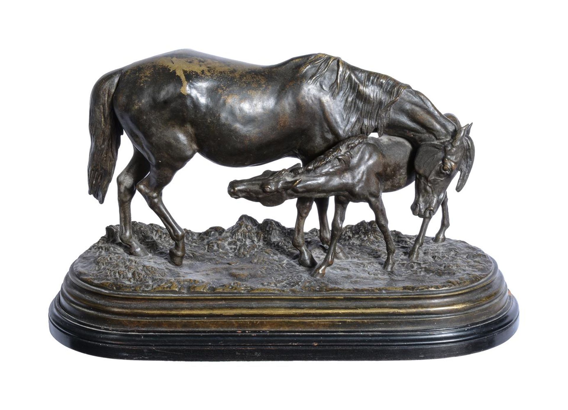 AFTER ISIDORE BONHEUR (1827-1901), A PATINATED METAL MODEL OF A MARE AND FOAL - Image 2 of 2