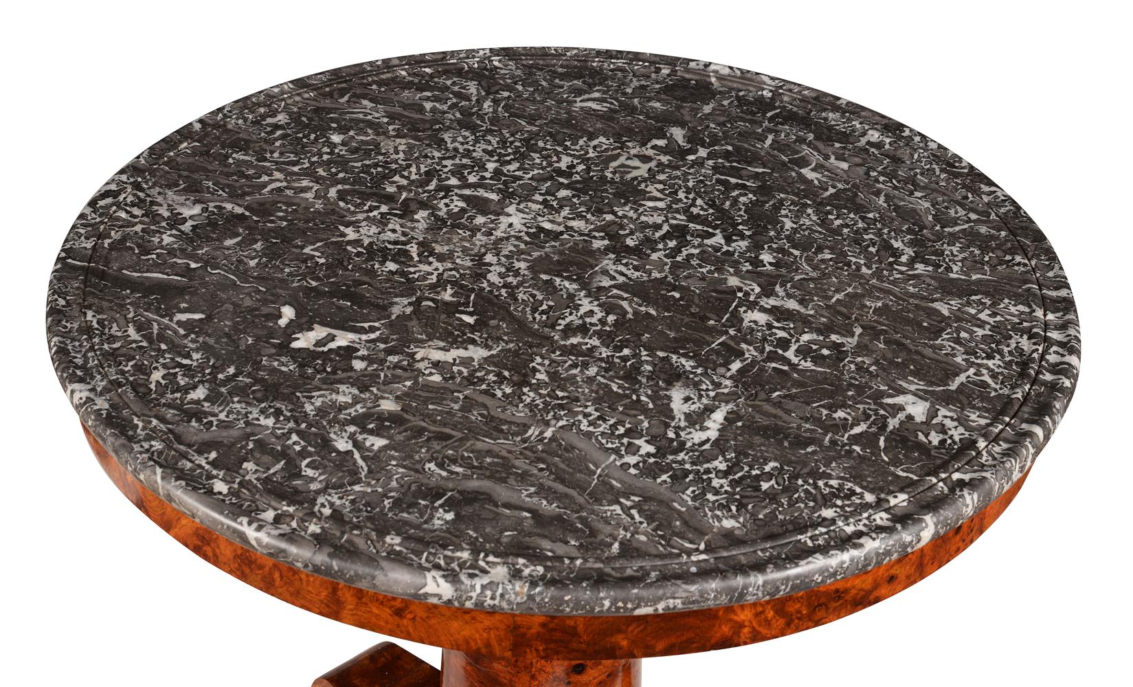 A LOUIS PHILIPPE FIGURED WALNUT AND MARBLE TOPPED CENTRE TABLE - Bild 2 aus 2