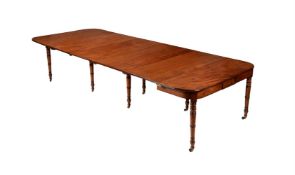 A GEORGE IV MAHOGANY D-END DINING TABLE