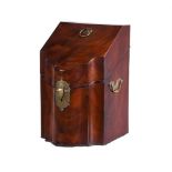 A GEORGE III MAHOGANY KNIFE BOX