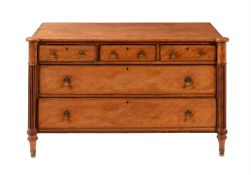 A SCOTTISH VICTORIAN SATIN BIRCH CHEST OF DRAWERS