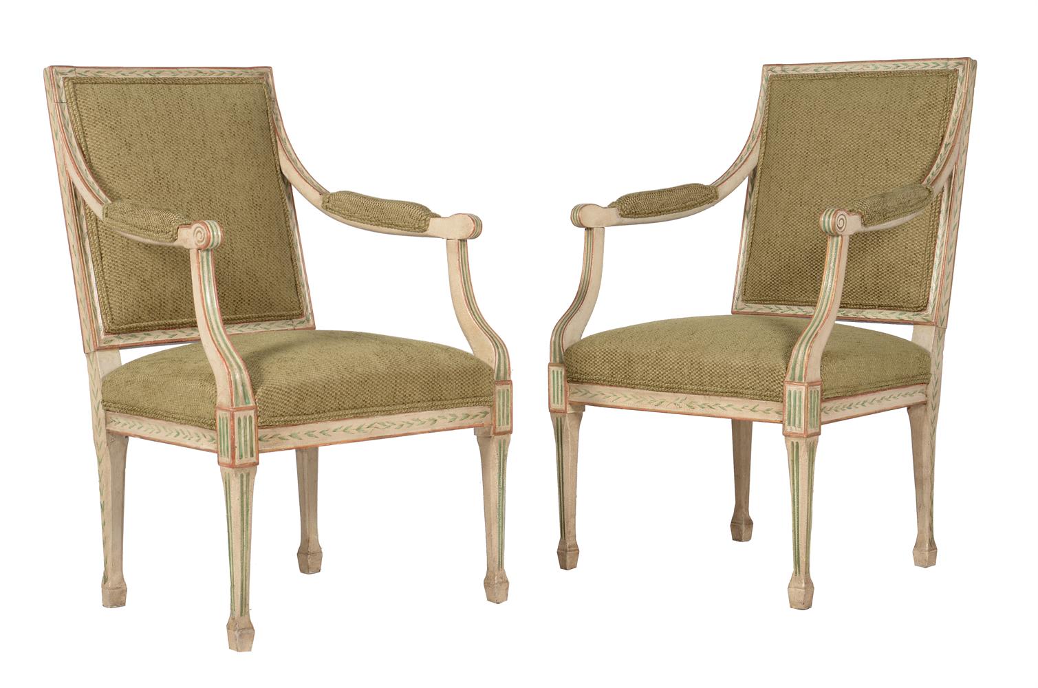 A PAIR OF LOUIS XV PAINTED ARMCHAIRS - Image 2 of 4