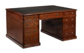 A VICTORIAN MAHOGANY PARTNER'S DESK