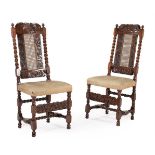 A PAIR OF CHARLES II WALNUT SIDE CHAIRS