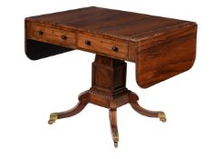 Y A GEORGE IV ROSEWOOD AND BRASS INLAID SOFA TABLE
