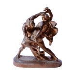 A TERRACOTTA MODEL OF WRESTLERS