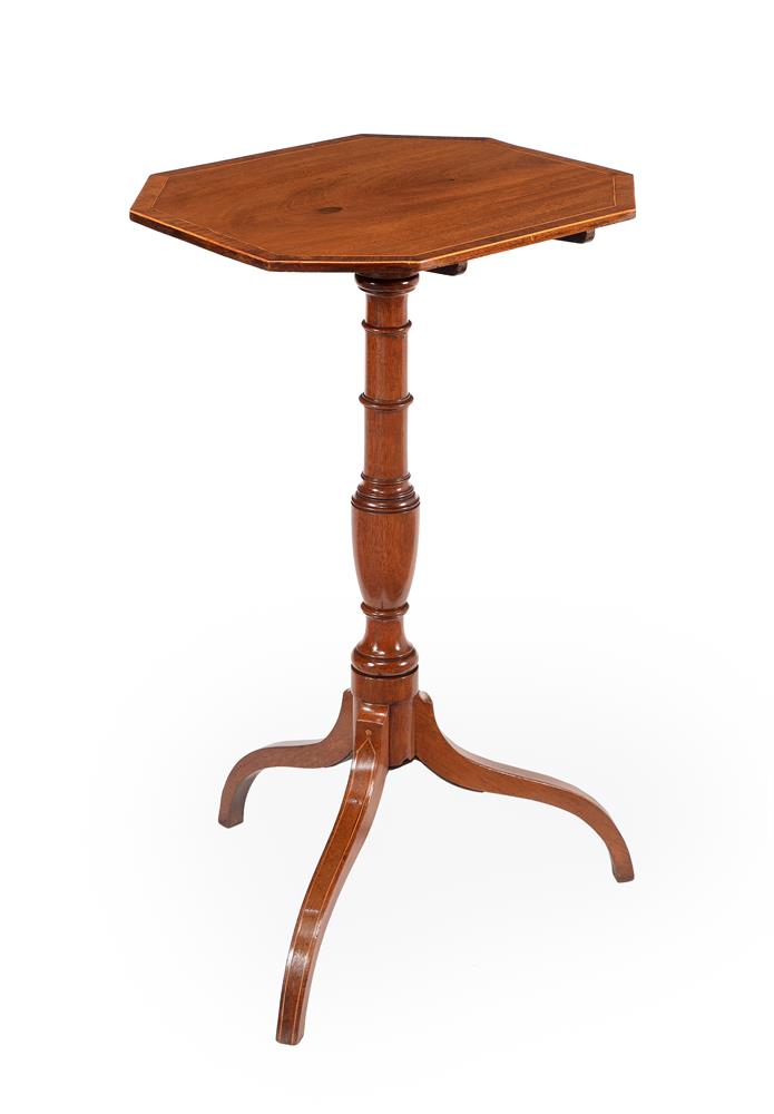 Y A GEORGE III MAHOGANY AND INLAID TRIPOD WINE TABLE