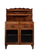 Y A REGENCY ROSEWOOD AND BRASS INLAID CHIFFONIER