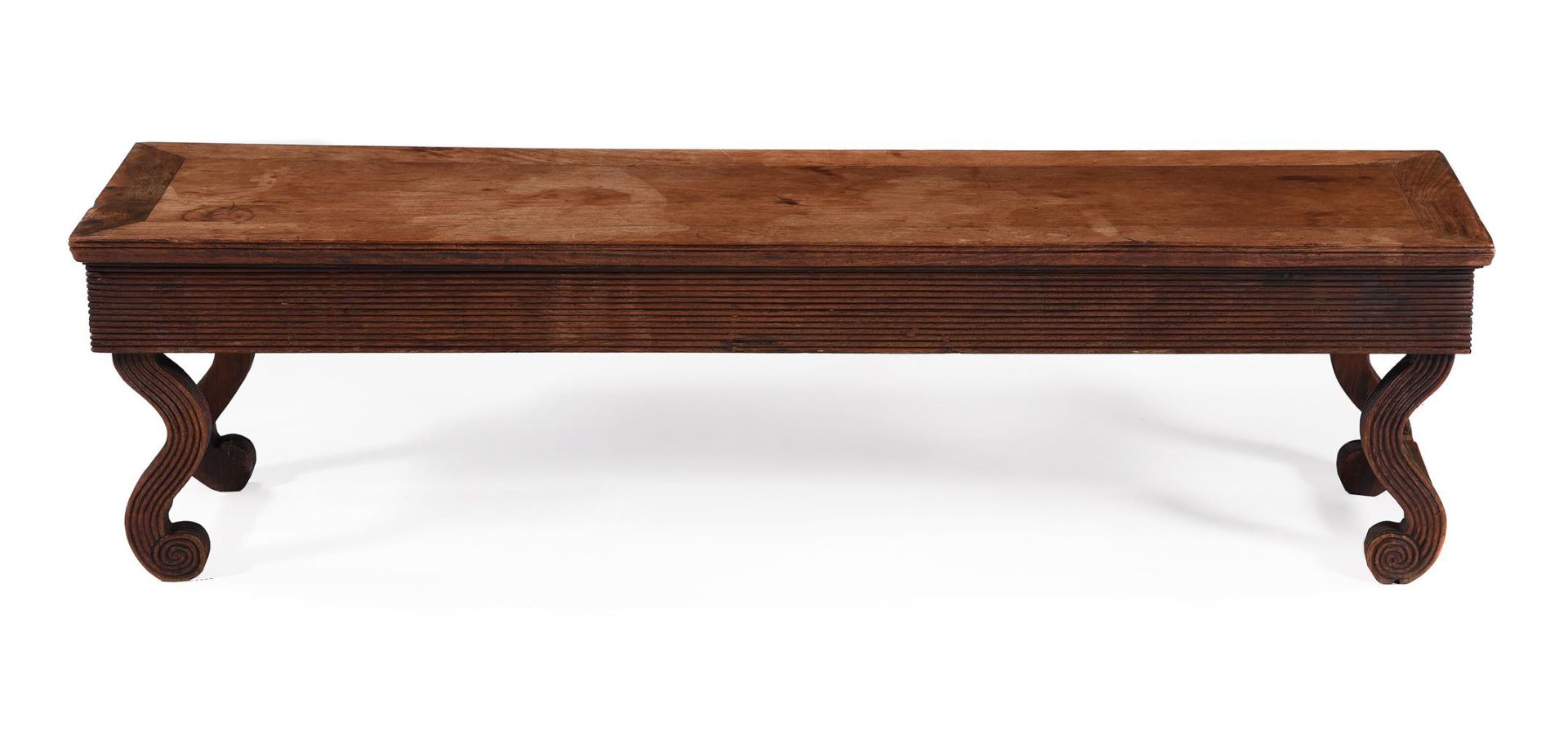 Y AN EXOTIC HARDWOOD, PROBABLY PADOUK, HALL BENCH