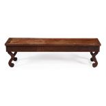 Y AN EXOTIC HARDWOOD, PROBABLY PADOUK, HALL BENCH