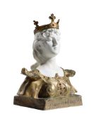 A BISCUIT PORCELAIN AND 'JEWELLED' GILT METAL PORTRAIT BUST OF MARGARET OF ANJOU