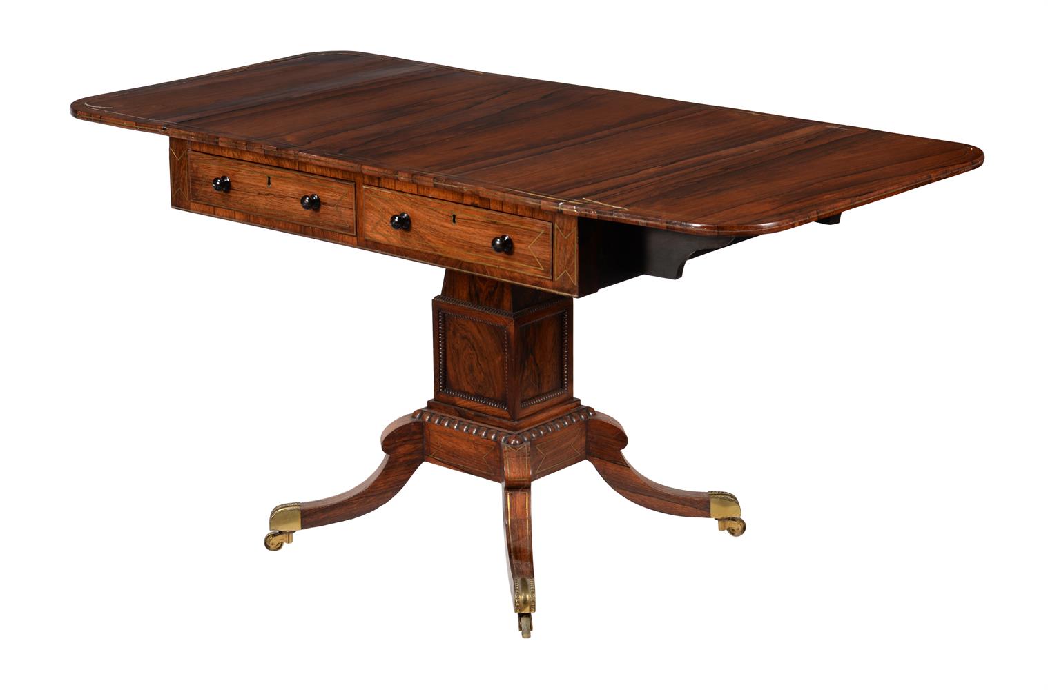 Y A GEORGE IV ROSEWOOD AND BRASS INLAID SOFA TABLE - Image 2 of 4