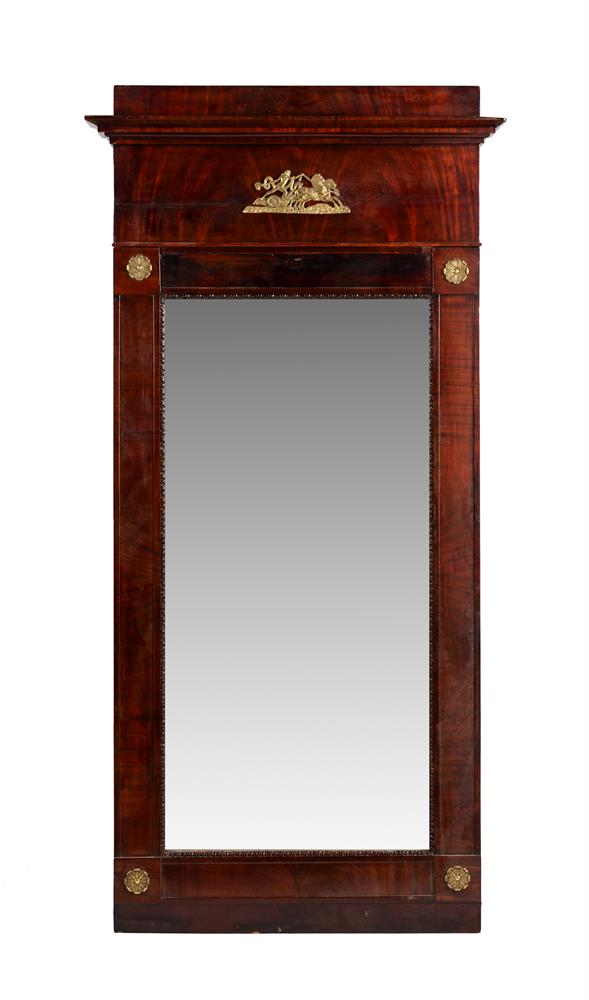 A MAHOGANY AND GILT METAL MOUNTED PIER OR WALL MIRROR