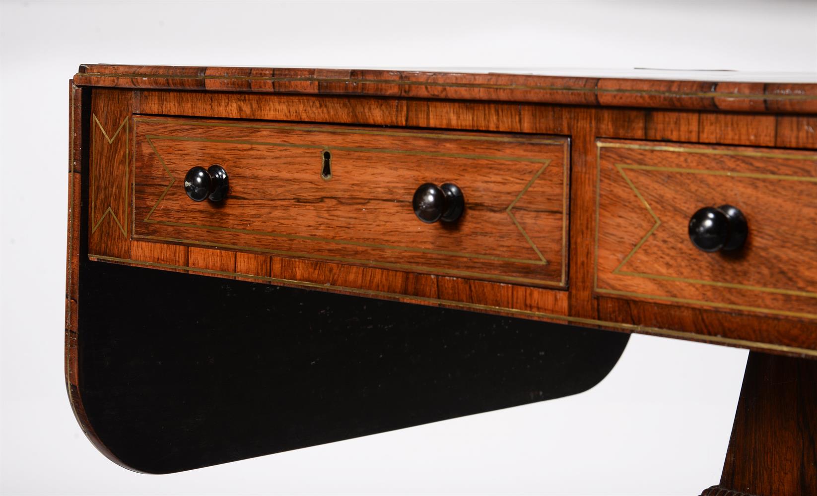 Y A GEORGE IV ROSEWOOD AND BRASS INLAID SOFA TABLE - Image 3 of 4