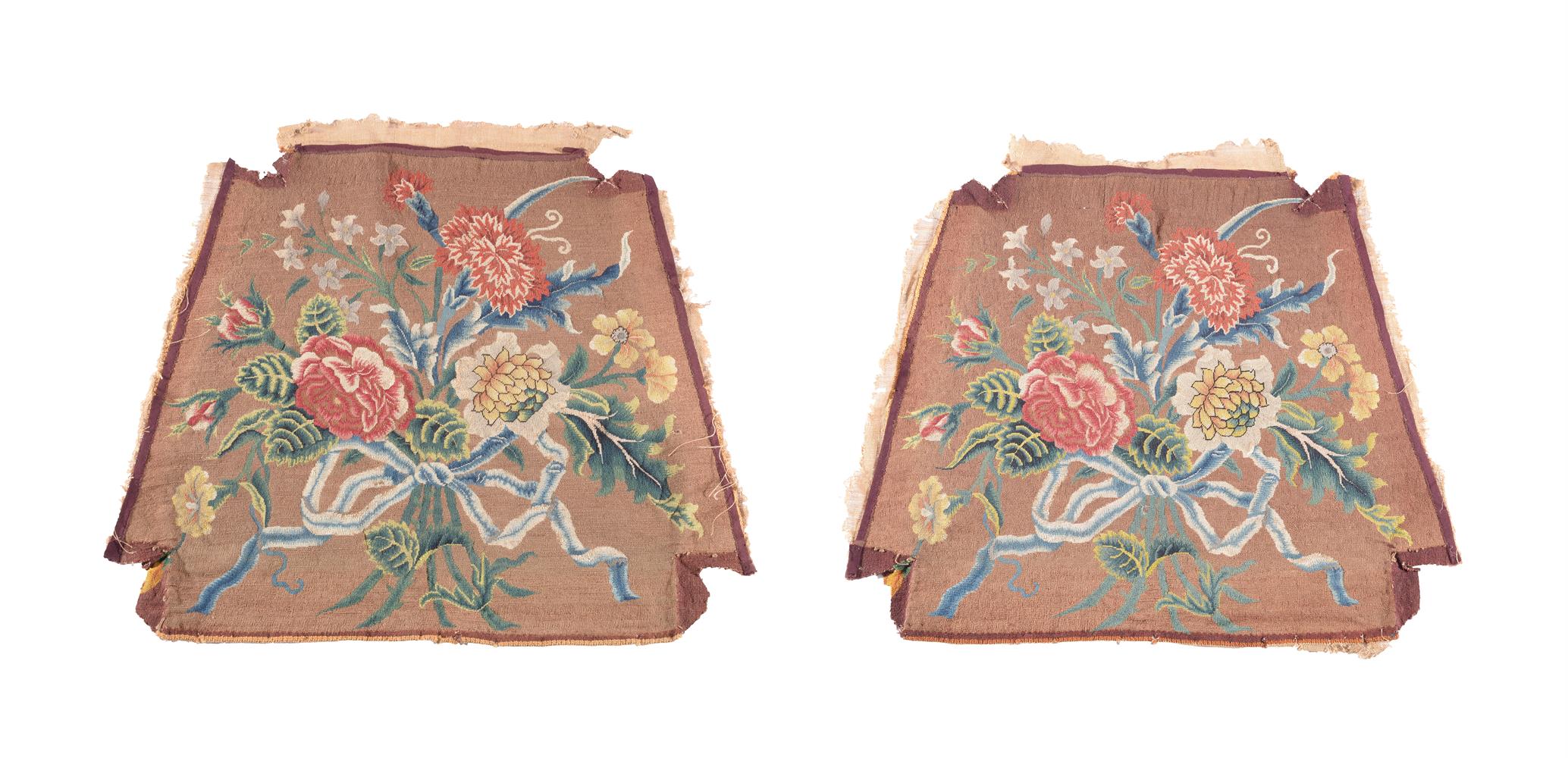 A PAIR OF NEEDLEWORK SEAT COVERS