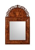 A MIXED WOOD MARQUETRY WALL MIRROR IN DUTCH 17TH CENTURY STYLE