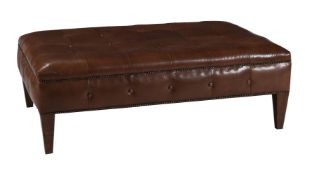 A GOAT-SKIN LEATHER BUTTON UPHOLSTERED CENTRE STOOL