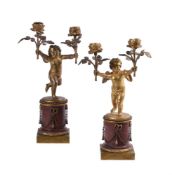 A PAIR OF GILT BRONZE MODELS OF PSYCHE AND CUPID
