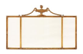 A TRIPTYCH GILTWOOD OVERMANTEL MIRROR