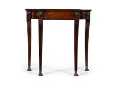 Y A REGENCY ROSEWOOD, BANDED AND BRASS INLAID SIDE TABLE