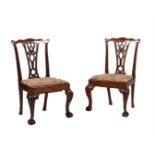 A PAIR OF GEORGE III MAHOGANY SIDE CHAIRS