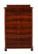 A LOUIS PHILIPPE MAHOGANY TALL CHEST OF DRAWERS