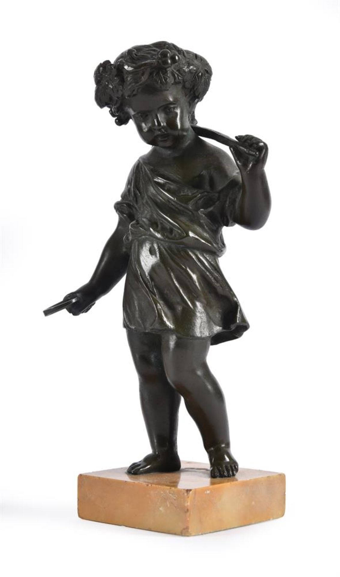 AFTER CLAUDE MICHEL CLODION (FRENCH, 1738-1814), A PAIR OF BRONZE CHERUBIC HARVEST GATHERERS - Image 2 of 3