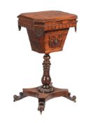 Y AN EARLY VICTORIAN ROSEWOOD WORK TABLE