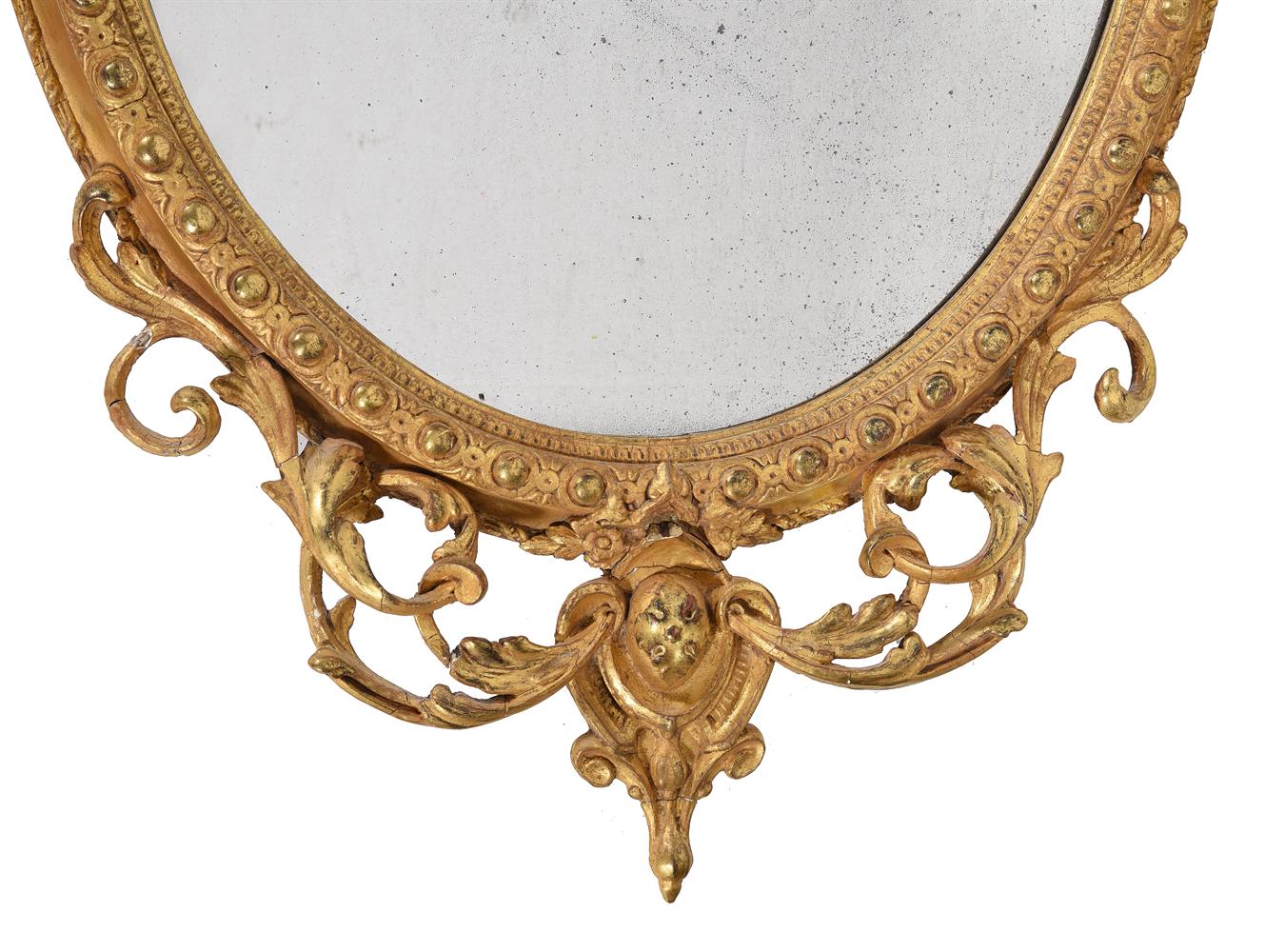 A GILTWOOD AND GESSO OVAL WALL MIRROR - Bild 3 aus 3