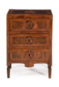 Y AN ITALIAN WALNUT AND SPECIMEN PARQUETRY INLAID PETIT COMMODE