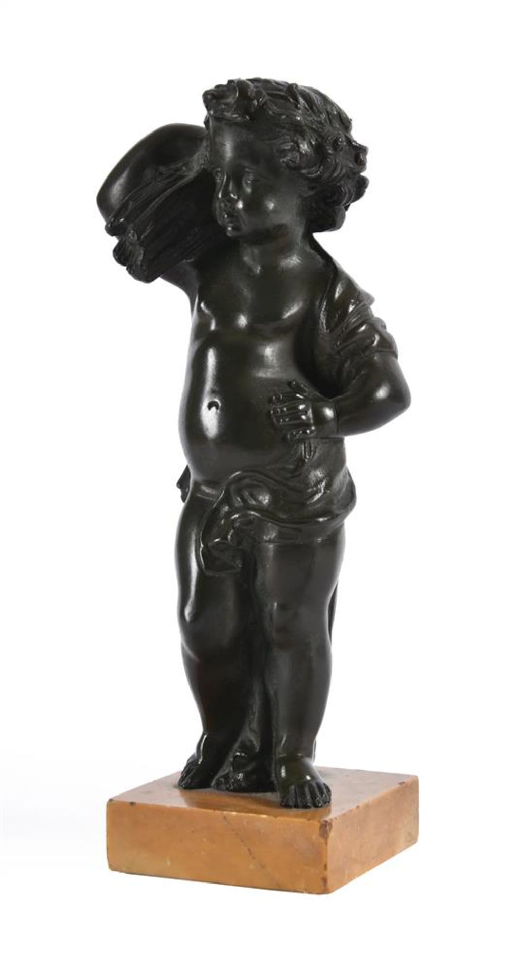 AFTER CLAUDE MICHEL CLODION (FRENCH, 1738-1814), A PAIR OF BRONZE CHERUBIC HARVEST GATHERERS - Image 3 of 3