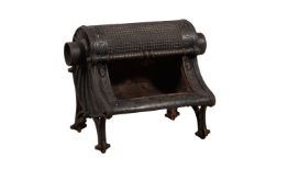 A VICTORIAN CAST IRON WOOD BURNING STOVE OR 'NAUTILUS GRATE'