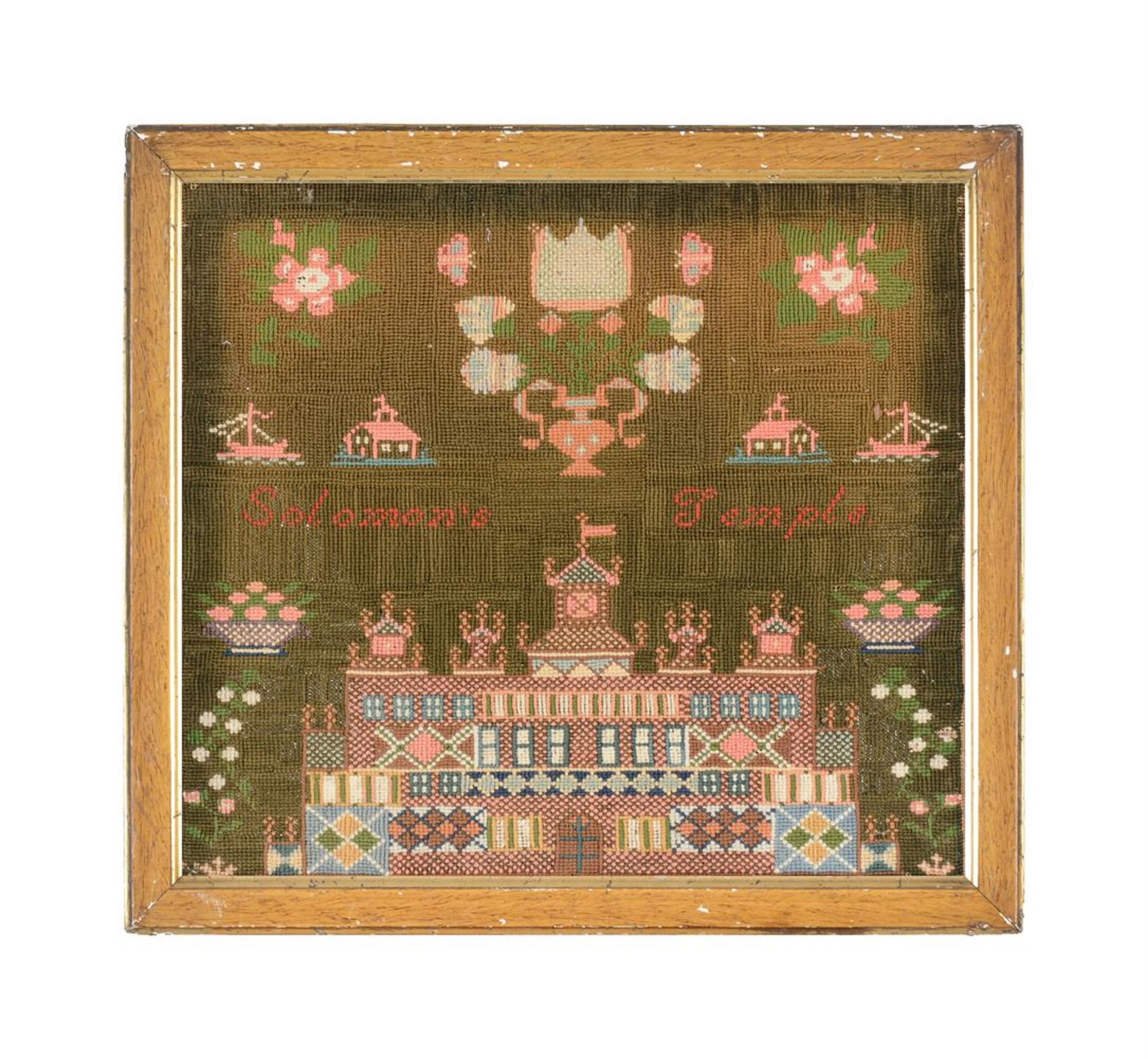 A WOOLWORK SAMPLER OF SOLOMON'S TEMPLE