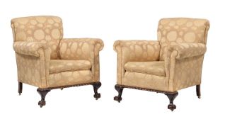 A PAIR OF 'CLUB ARMCHAIRS' IN GEORGE III STYLE