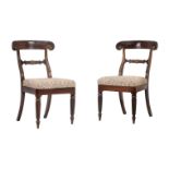 A PAIR OF GEORGE IV MAHOGANY AND PARCEL GILT SIDE CHAIRS