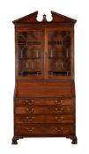 A GEORGE III MAHOGANY BUREAU BOOKCASE