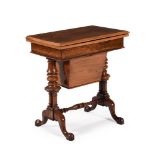 Y AN EARLY VICTORIAN ROSEWOOD COMBINATION GAMES AND WORK TABLE