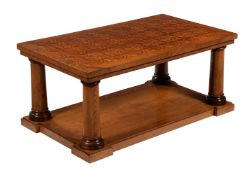 AN OAK AND PARQUETRY INLAID LOW CENTRE TABLE