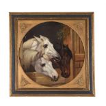 AFTER JOHN FREDERICK HERRING SNR. (BRITISH 1795-1865), THREE HORSES, AT THE BARN