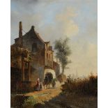 CIRCLE OF PIETER GERARDUS VERTIN (DUTCH 1819-1893), FIGURE BY A WAGGON ON A COUNTRY ROAD