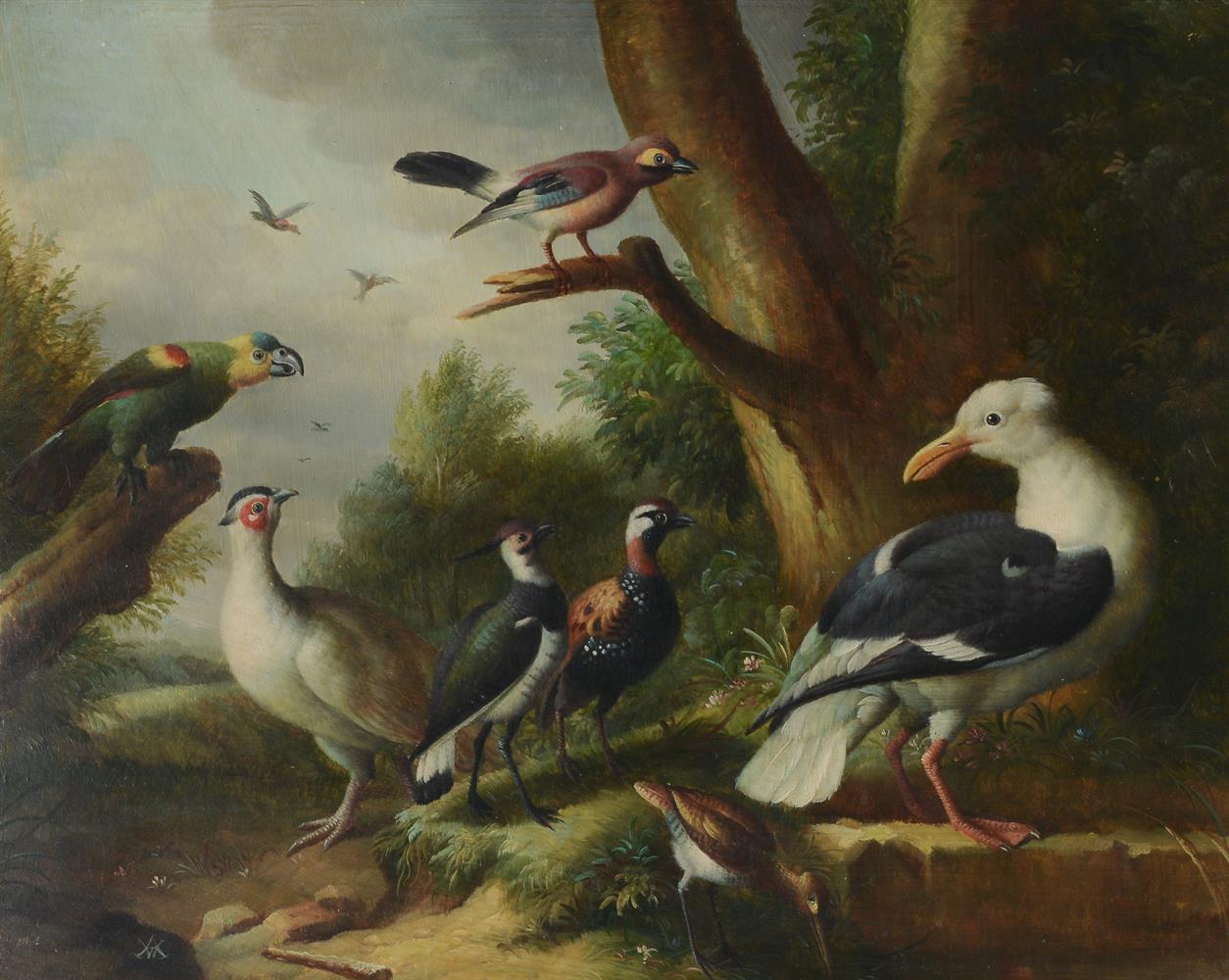 MANNER OF MELCHIOR DE HONDECOETER (20TH CENTURY), BIRDS IN A LANDSCAPE