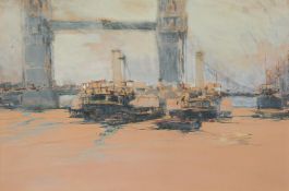 WILLIAM WALCOT (BRITISH 1874-1943), TOWER BRIDGE WITH BOATS IN THE FOREGROUND