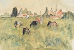 MAUD FRANCES EYSTON SUMNER (SOUTH AFRICAN 1902-1985), LANDSCAPE WITH HORSES